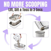 XL Sifting Litter Box for Regular Litter,Stainless Steel Sifting Box, Easy to Clean Catbox with High Sides, Includes Scoop & Transfer Bag