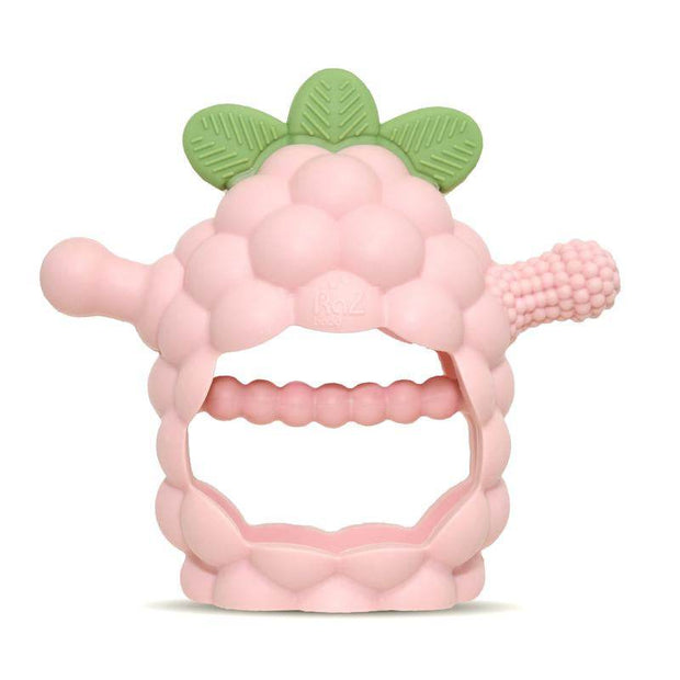 Razbaby Razberry Grip Silicone Teether Toy for 3M+ Babies & Infants - Drop Resistant, Non-Toxic, Multi-Textured Design for Front and Back Teeth