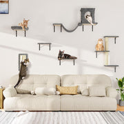 5-Piece Wall Mounted Cat Climbing Set - Ultimate Cat Playground with Soft House, Scratching Board, Tree, Hammock & Jumping Platform - Perfect Father's Day Gift!