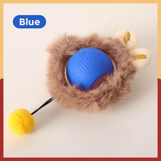 SPOVEN Interactive Cat & Dog Toys - USB Rechargeable Fast Rolling Ball with Bird Chirping & Light - Anti-Depression Pet Fun Gift - Red Color - 6.3X6.0X5.0Cm