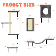 5-Piece Wall Mounted Cat Climbing Set - Ultimate Cat Playground with Soft House, Scratching Board, Tree, Hammock & Jumping Platform - Perfect Father's Day Gift!