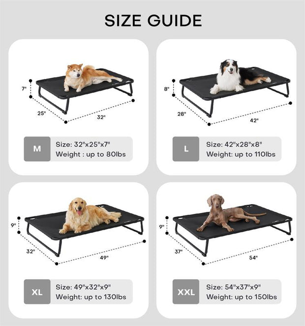 Valuxe Made4Pets Cooling Elevated Dog Bed - Portable Raised Cot with Washable Mesh & No-Slip Feet for Indoor & Outdoor Comfort