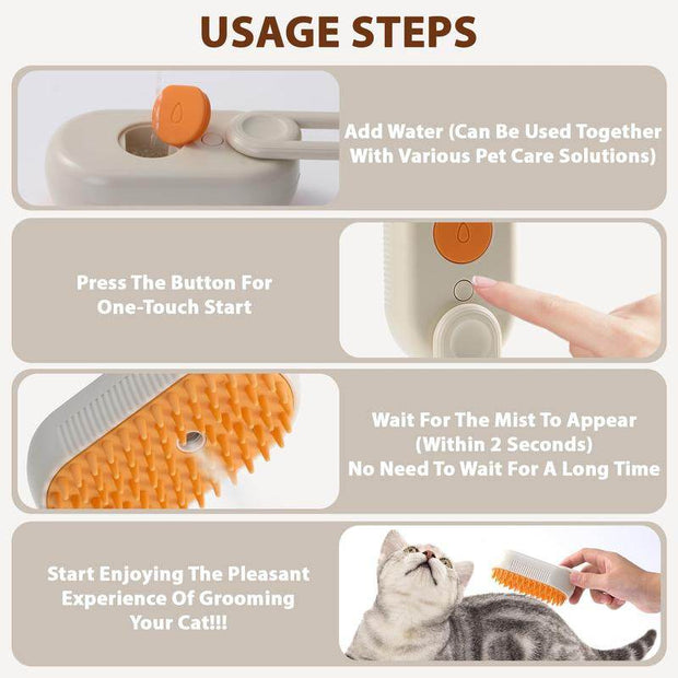 Cat Steam Brush, 2025 New Pet Steam Grooming Comb, 3 in 1 Cat Steam Brush, Suitable for Cats and Dogs Pet Steam Brush Dog Steam Brush Fur Removal Tool