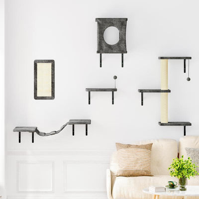 5-Piece Wall Mounted Cat Climbing Set - Ultimate Cat Playground with Soft House, Scratching Board, Tree, Hammock & Jumping Platform - Perfect Father's Day Gift!