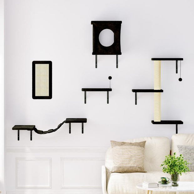 5-Piece Wall Mounted Cat Climbing Set - Ultimate Cat Playground with Soft House, Scratching Board, Tree, Hammock & Jumping Platform - Perfect Father's Day Gift!