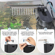 Hygger Multifunctional Aquarium Filter, 60GPH Fish Tank Power Filter for Water Change, Filtration and Landscaping with Water Hose, Rainforest Tube, Sponge Ceramic Balls Filter Media