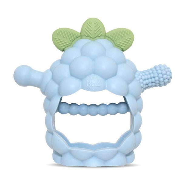 Razbaby Razberry Grip Silicone Teether Toy for 3M+ Babies & Infants - Drop Resistant, Non-Toxic, Multi-Textured Design for Front and Back Teeth