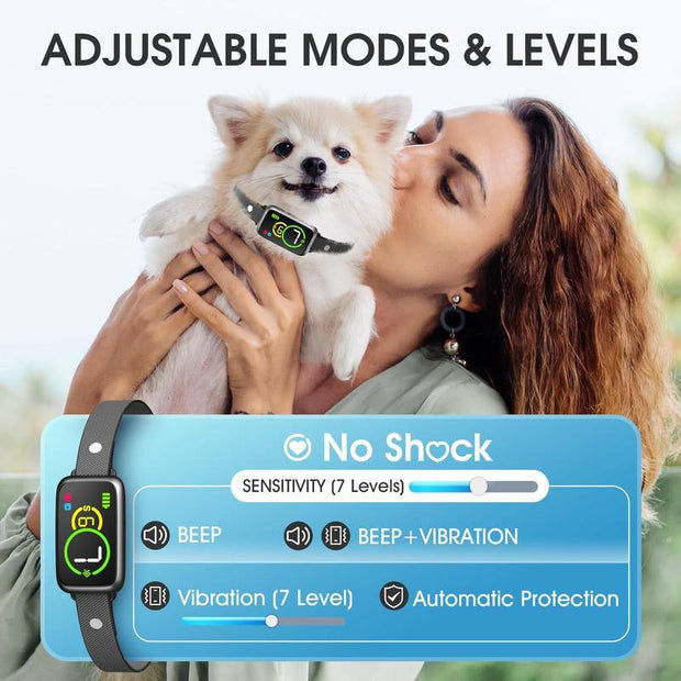 Bark Collar, Dog Bark Collar for Small Medium Mini Dogs, Automatic Stop Bark Collar, Safe Humane Barking Collar with 4 Effective Modes Beep Vibration & 7 Adjustable Sensitivities, Black