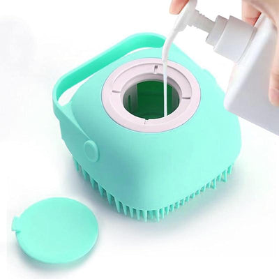 Ultimate Pet Bath Scrubber Brush - Grooming Massage Brush with Soap Dispenser for Dogs & Cats - Soft Silicone Bristles for All Coat Types