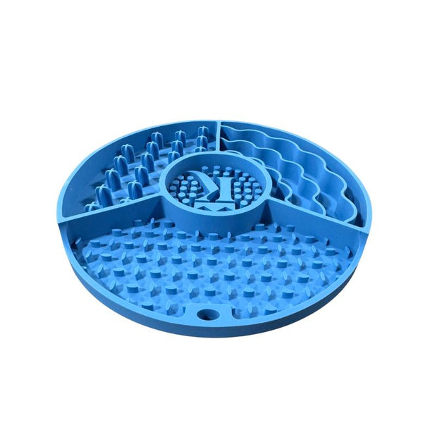 King Lou Silicone Slow Feeder Lick Mat Enrichment Bowl, Blue Limited Edition