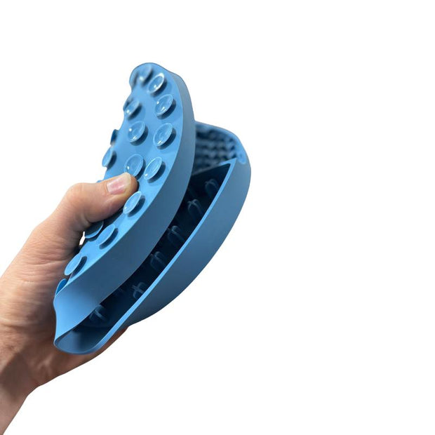 King Lou Silicone Slow Feeder Lick Mat Enrichment Bowl, Blue Limited Edition
