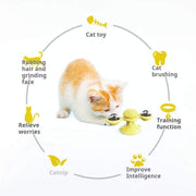 Multifunctional Cat Toy with Glowing Ball & Catnip, Suction Cup Design, Interactive Play & Teeth Massage