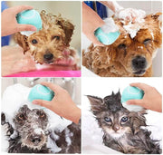 Ultimate Pet Bath Scrubber Brush - Grooming Massage Brush with Soap Dispenser for Dogs & Cats - Soft Silicone Bristles for All Coat Types