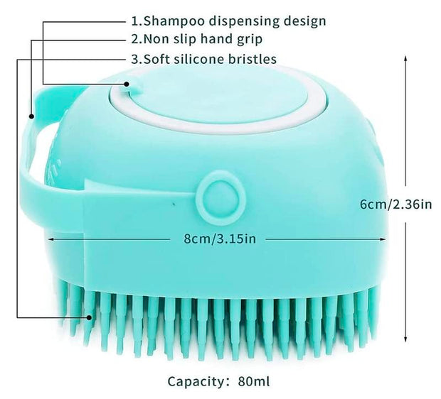 Ultimate Pet Bath Scrubber Brush - Grooming Massage Brush with Soap Dispenser for Dogs & Cats - Soft Silicone Bristles for All Coat Types