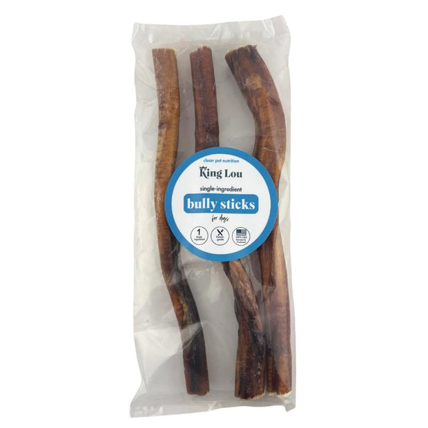 King Lou 100% USA Grass-Fed Beef KING Size Bully Stick - HUGE Long Lasting 12 Inch Single Ingredient Chew for Medium & Large Dogs & Heavy Chewers - 100% Sourced & Made in USA