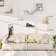 5-Piece Wall Mounted Cat Climbing Set - Ultimate Cat Playground with Soft House, Scratching Board, Tree, Hammock & Jumping Platform - Perfect Father's Day Gift!