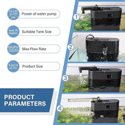 Hygger Multifunctional Aquarium Filter, 60GPH Fish Tank Power Filter for Water Change, Filtration and Landscaping with Water Hose, Rainforest Tube, Sponge Ceramic Balls Filter Media