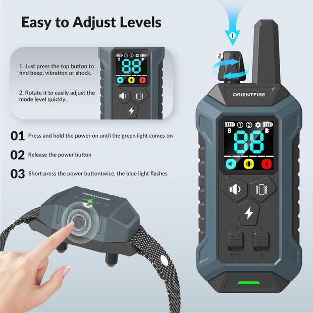 ORIENTFIRE 4200FT Remote Dog Training Collar - 3 Training Modes, Rechargeable E-Collar for All Dog Sizes