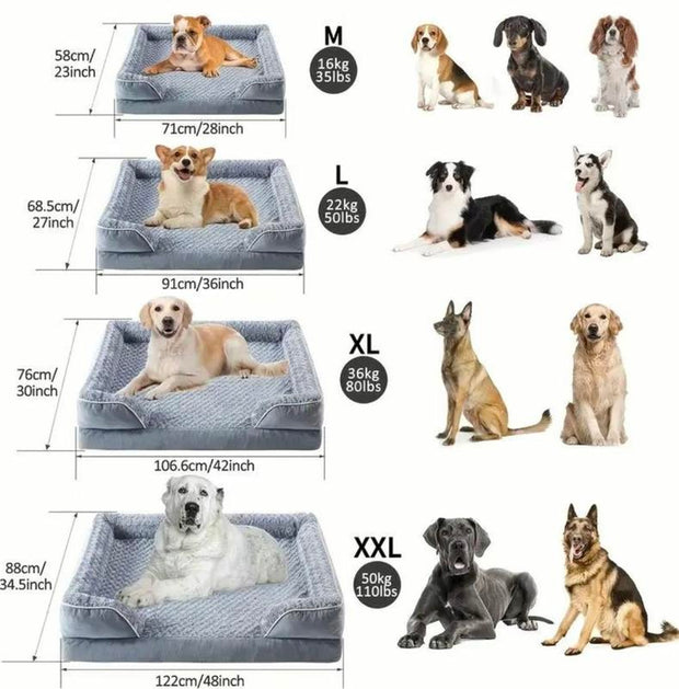 Luxury Orthopedic Dog Bed for Large Breeds - Washable, Waterproof, Non-Skid Couch Sofa for Ultimate Pet Comfort