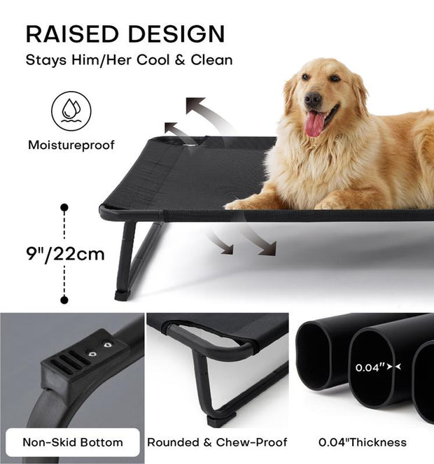 Valuxe Made4Pets Cooling Elevated Dog Bed - Portable Raised Cot with Washable Mesh & No-Slip Feet for Indoor & Outdoor Comfort
