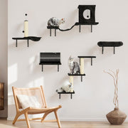 5-Piece Wall Mounted Cat Climbing Set - Ultimate Cat Playground with Soft House, Scratching Board, Tree, Hammock & Jumping Platform - Perfect Father's Day Gift!