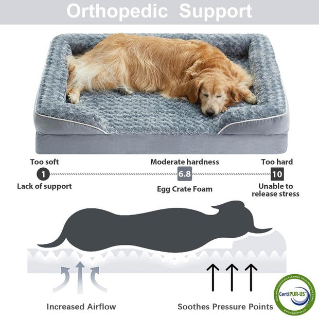 Luxury Orthopedic Dog Bed for Large Breeds - Washable, Waterproof, Non-Skid Couch Sofa for Ultimate Pet Comfort