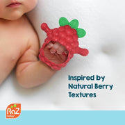 Razbaby Razberry Grip Silicone Teether Toy for 3M+ Babies & Infants - Drop Resistant, Non-Toxic, Multi-Textured Design for Front and Back Teeth