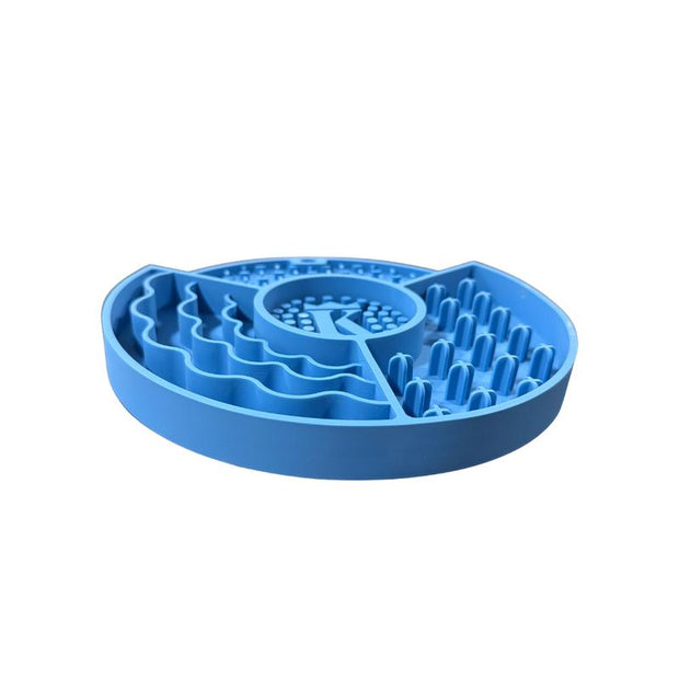 King Lou Silicone Slow Feeder Lick Mat Enrichment Bowl, Blue Limited Edition